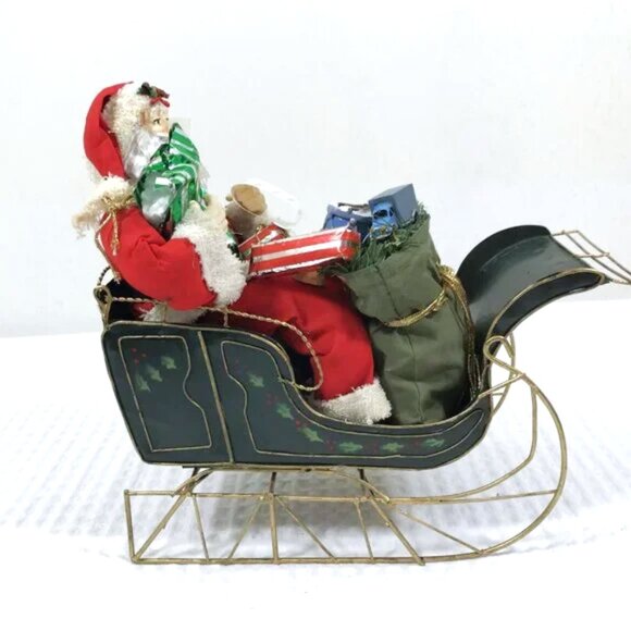 Vintage 90s Christmas Display Santa on Sleigh1
